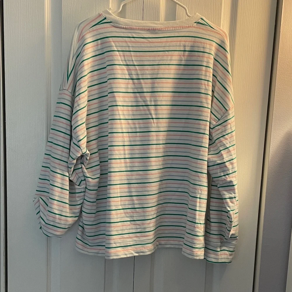 J. Crew Striped Sweatshirt - Green, Pink, White